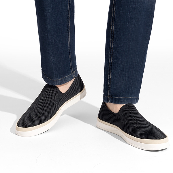 Men's Knitted Slip-On Walking Loafers - BLACK - 5