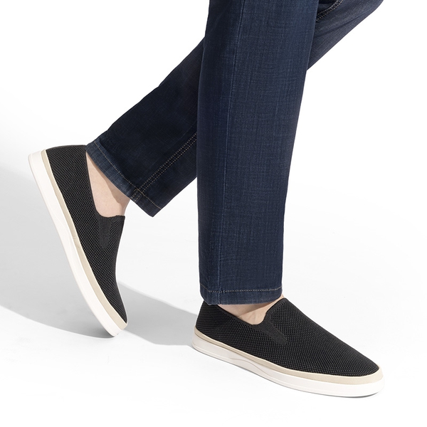 Men's Knitted Slip-On Walking Loafers - BLACK - 6