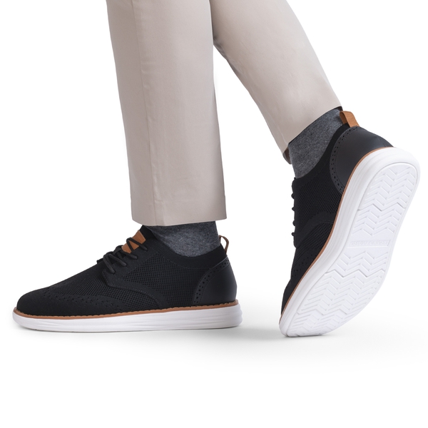 [KnitFlex SmartCraft] Men's Lightweight Wingtip Oxford Shoes - BLACK - 5