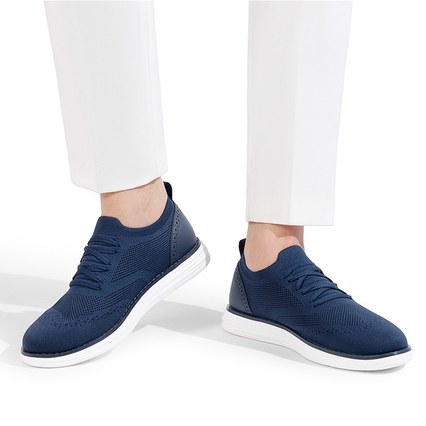 [KnitFlex SmartCraft-] Men's Knitted Casual Oxford Wingtip Shoes - NAVY - 6