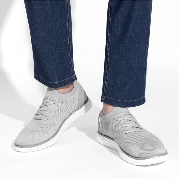 [KnitFlex SmartCraft-] Men's Knitted Casual Oxford Wingtip Shoes - GREY - 6