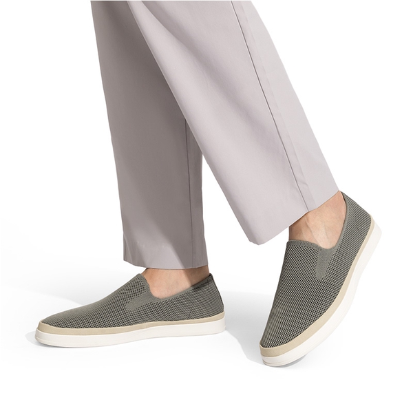Men's Knitted Slip-On Walking Loafers - GREY - 7