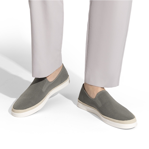 Men's Knitted Slip-On Walking Loafers - GREY - 5