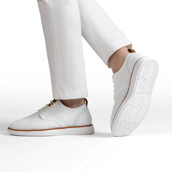 [KnitFlex SmartCraft] Men's Lightweight Wingtip Oxford Shoes - WHITE - 6