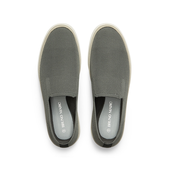 Men's Knitted Slip-On Walking Loafers - GREY - 2