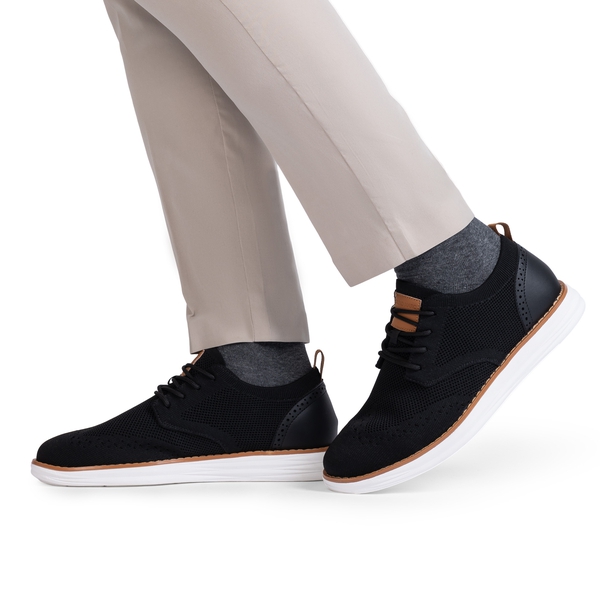 [KnitFlex SmartCraft] Men's Lightweight Wingtip Oxford Shoes - BLACK - 7