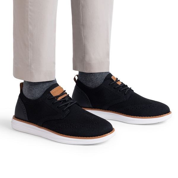 [KnitFlex SmartCraft] Men's Lightweight Wingtip Oxford Shoes - BLACK - 6