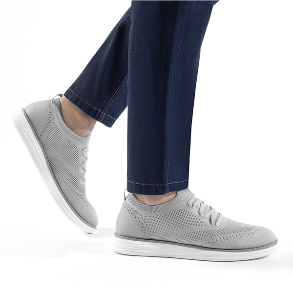 [KnitFlex SmartCraft-] Men's Knitted Casual Oxford Wingtip Shoes - GREY - 5