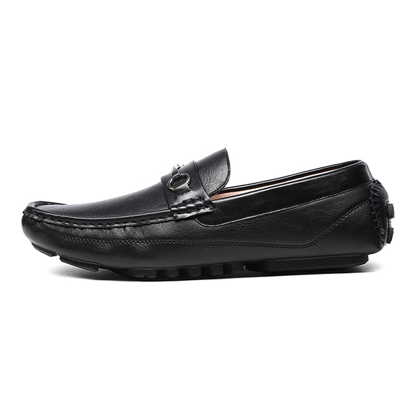 Men's Moc-Toe Horsebit Driving Loafers - BLACK - 1
