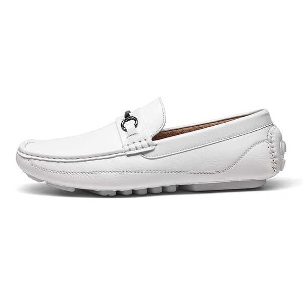 Men's Moc-Toe Horsebit Driving Loafers - WHITE - 1
