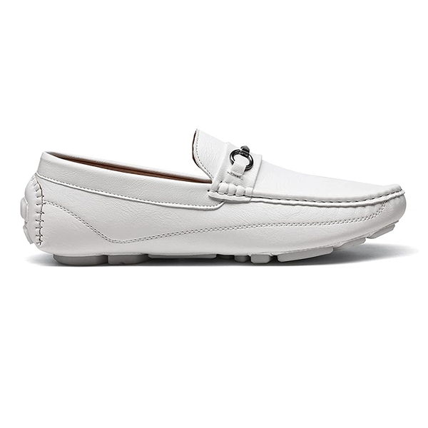 Men's Moc-Toe Horsebit Driving Loafers - WHITE - 2