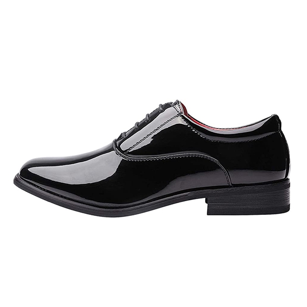 Men's Classic Vegan Leather Oxford Shoes - BLACK - 1