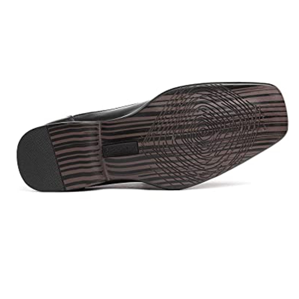 Men's Square-Toe Dress Loafer Shoes - BLACK - 4