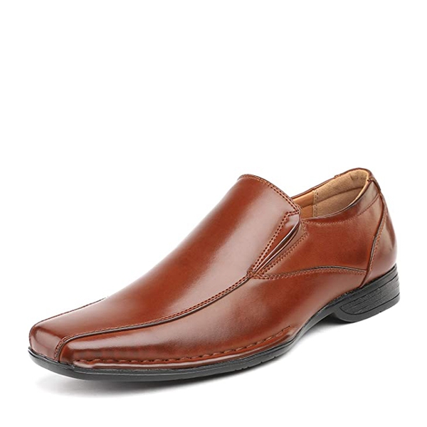 Men's Square-Toe Dress Loafer Shoes - BROWN -  0
