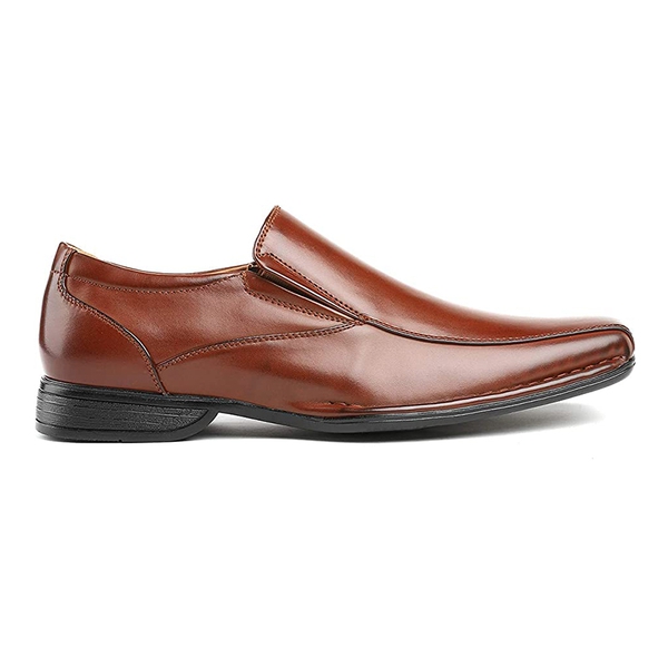 Men's Square-Toe Dress Loafer Shoes - BROWN - 1