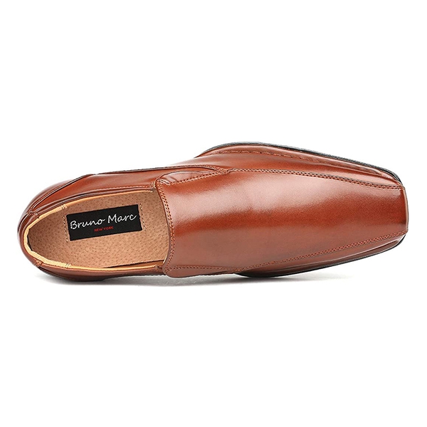 Men's Square-Toe Dress Loafer Shoes - BROWN - 2