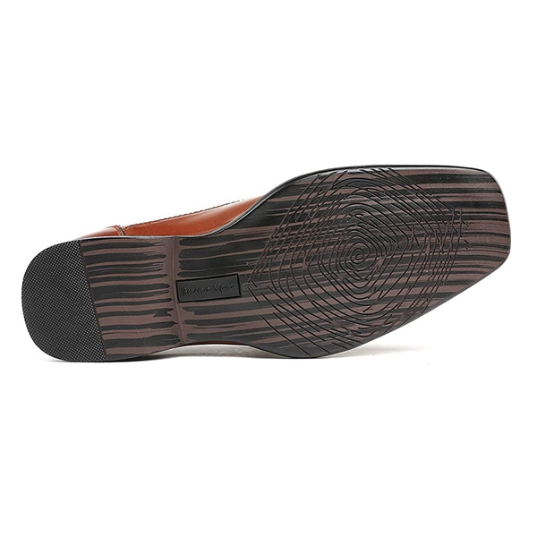 Men's Square-Toe Dress Loafer Shoes - BROWN - 4
