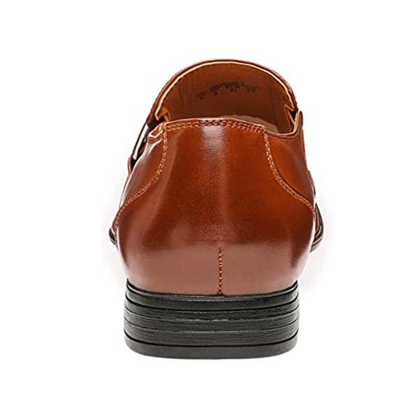 Men's Buckle Strap PU Leather Dress Loafers - BROWN - 4