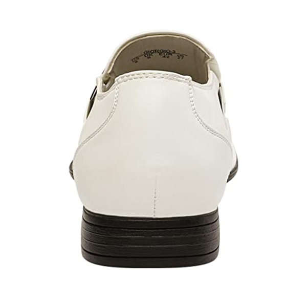 Men's Buckle Strap PU Leather Dress Loafers - WHITE - 4
