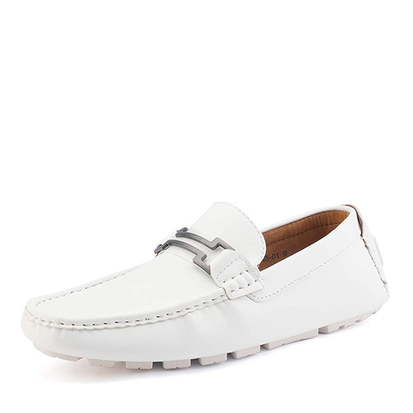 Men's Slip-On Moccasin Horsebit Loafers - WHITE -  0