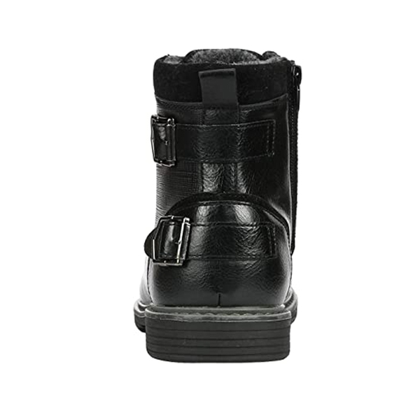 Men's Fur-Lined Combat Dress Boots - BLACK - 4