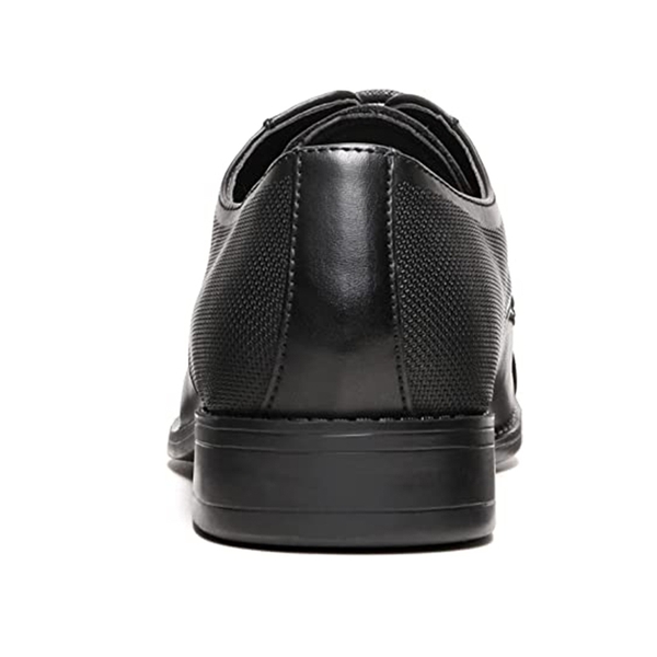 Men's Cap-Toe PU Leather Oxford Shoes - BLACK - 3