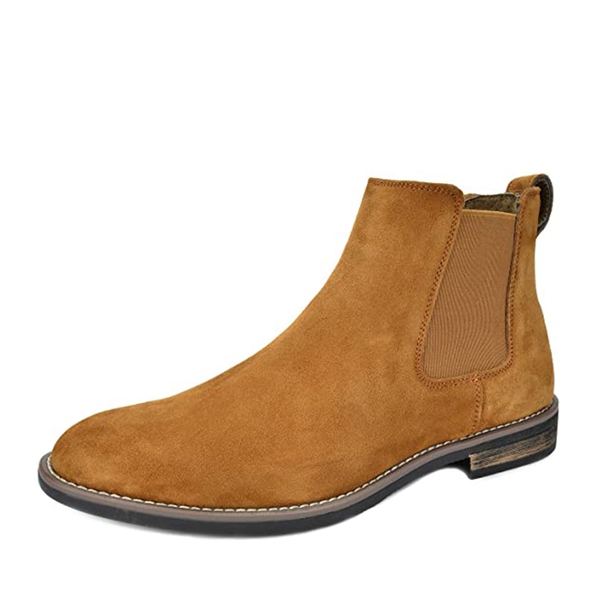 Men's Plain-Toe Suede Chelsea Boots - CAMEL -  0