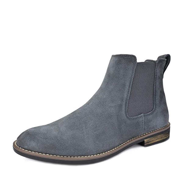 Men's Plain-Toe Suede Chelsea Boots - GREY -  0
