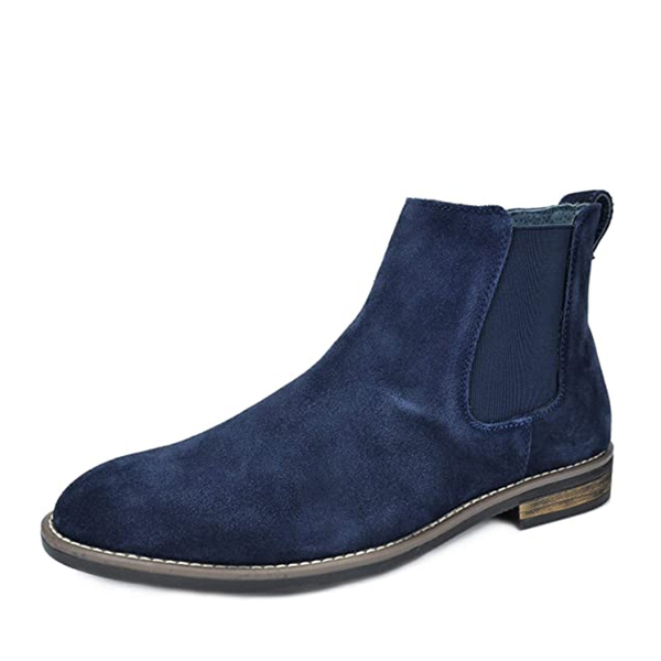 Men's Plain-Toe Suede Chelsea Boots - NAVY -  0