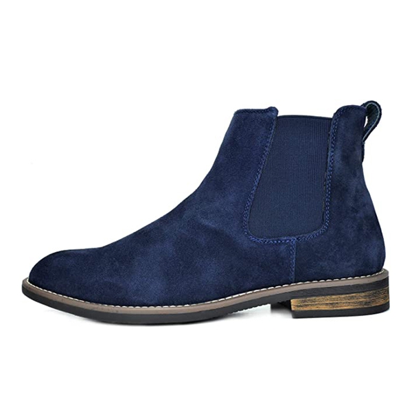 Men's Plain-Toe Suede Chelsea Boots - NAVY - 1