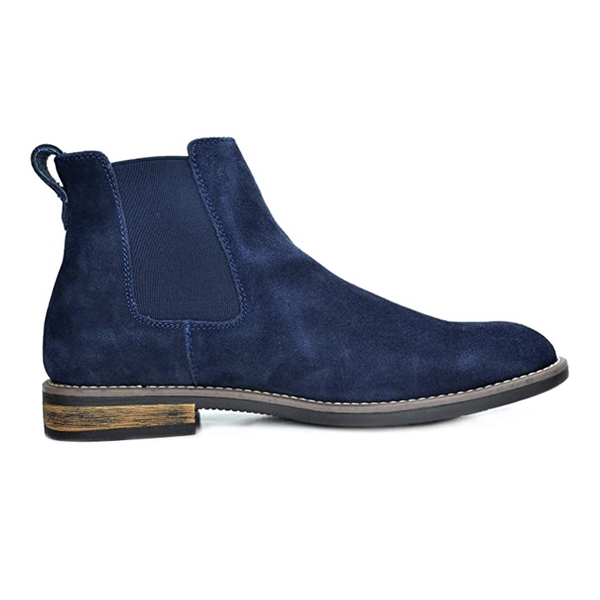 Men's Plain-Toe Suede Chelsea Boots - NAVY - 2