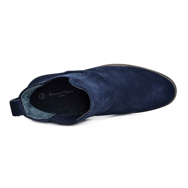 Men's Plain-Toe Suede Chelsea Boots - NAVY - 3