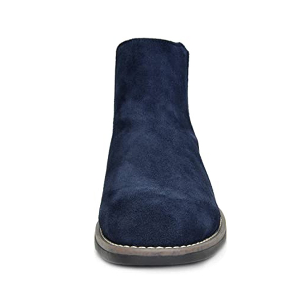 Men's Plain-Toe Suede Chelsea Boots - NAVY - 4
