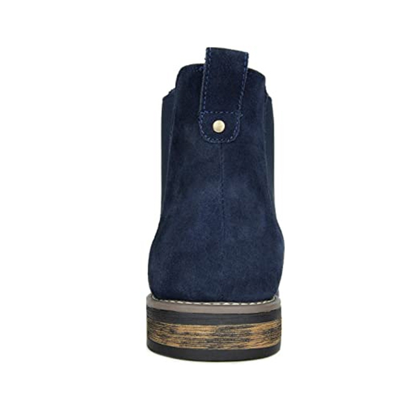 Men's Plain-Toe Suede Chelsea Boots - NAVY - 5