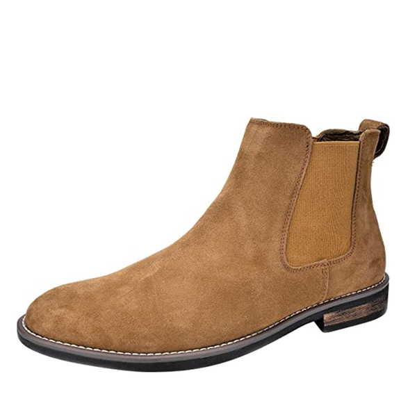 Men's Plain-Toe Suede Chelsea Boots - TAN -  0