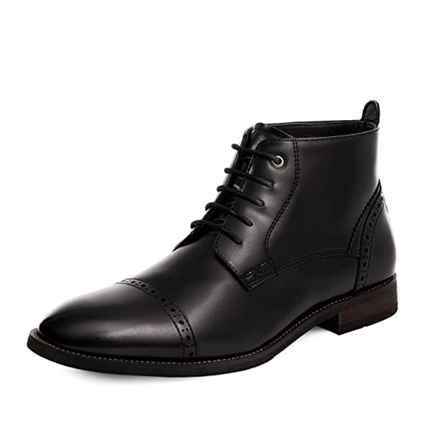 Men's Cap-Toe Dress Boots - BLACK -  0