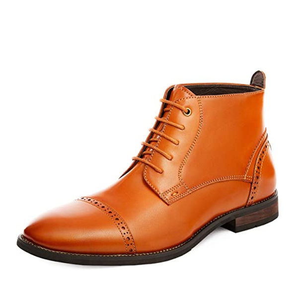 Men's Cap-Toe Dress Boots - BROWN -  0