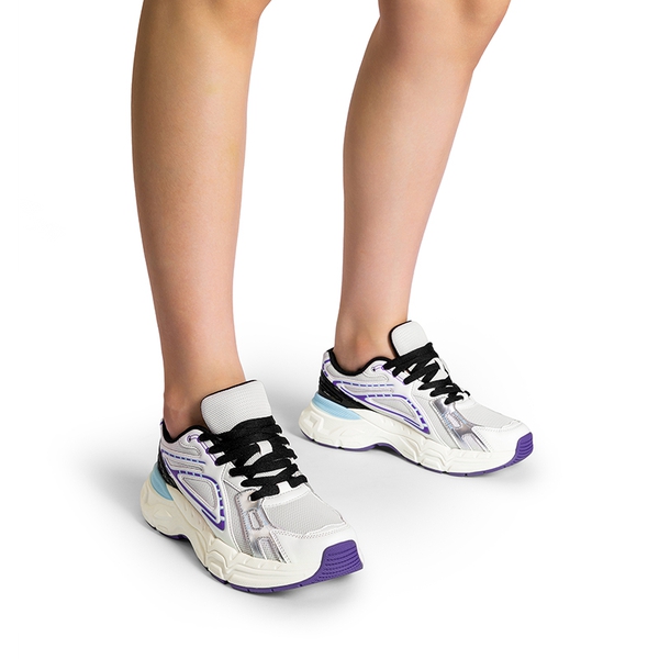 [Liv] Comfortable Chunky Platform Sneakers - WHITE/PURPLE - 1