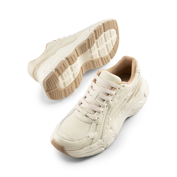 [Liv] Comfortable Chunky Platform Sneakers - BEIGE - 6