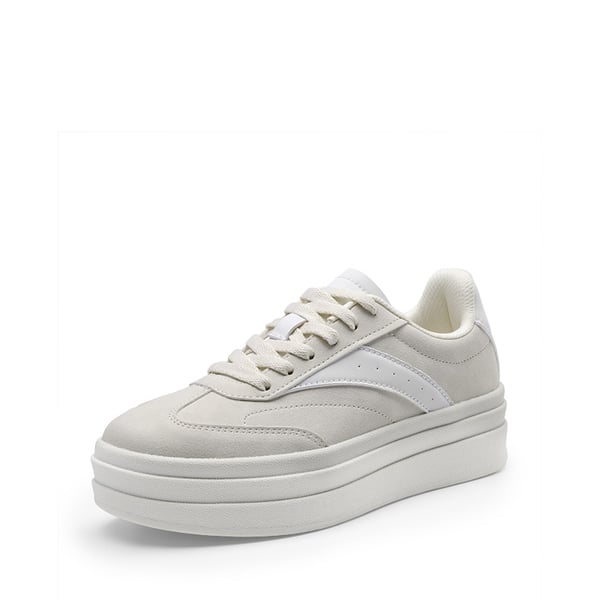 [Val] Retro Platform Fashion Sneakers - BEIGE -  0