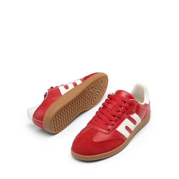 [Nia] Retro Faux Suede Toe Fashion Sneakers - RED - 5