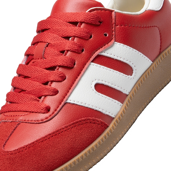 [Nia] Retro Faux Suede Toe Fashion Sneakers - RED - 6