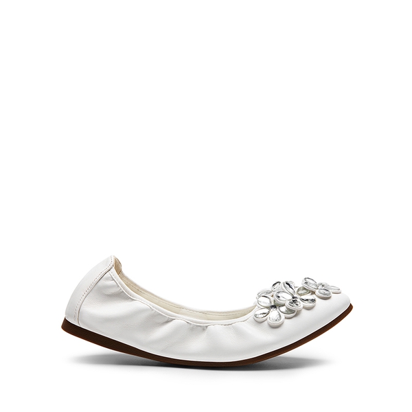 Foldable Rhinestone Slip-On Ballet Flats - WHITE-PU - 3
