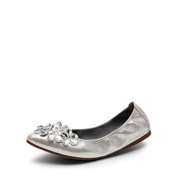 Foldable Rhinestone Slip-On Ballet Flats - SILVER -  0