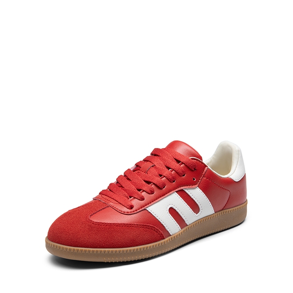 [Nia] Retro Faux Suede Toe Fashion Sneakers - RED -  0