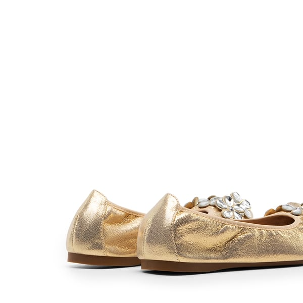 Foldable Rhinestone Slip-On Ballet Flats - GOLD - 4
