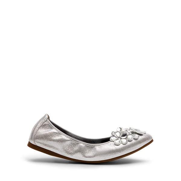 Foldable Rhinestone Slip-On Ballet Flats - SILVER - 2