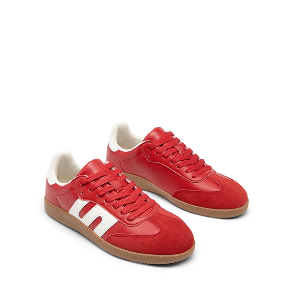 [Nia] Retro Faux Suede Toe Fashion Sneakers - RED - 4