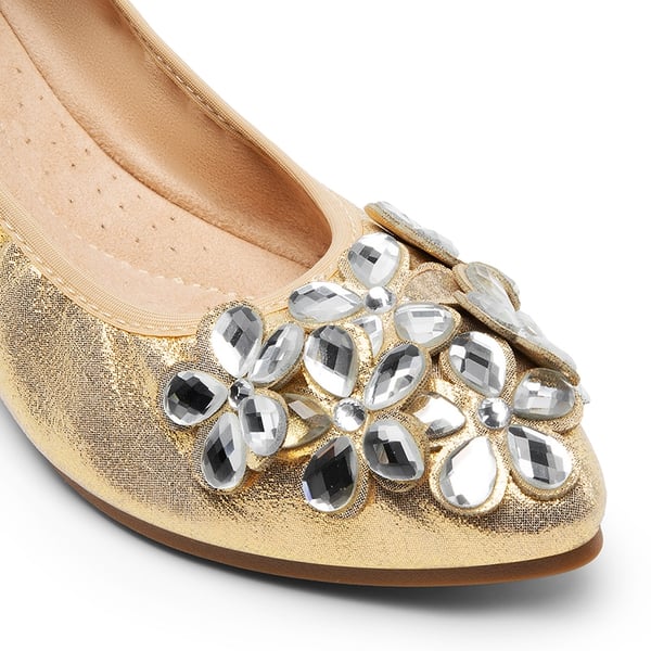 Foldable Rhinestone Slip-On Ballet Flats - GOLD - 6