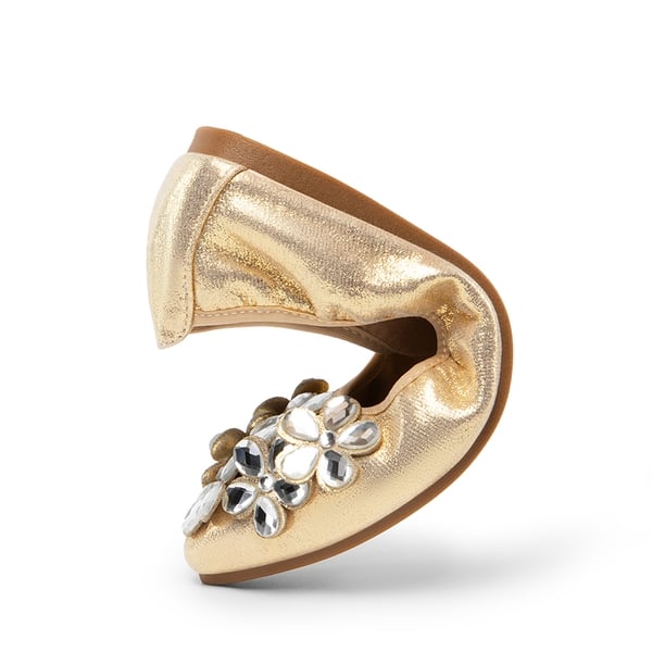 Foldable Rhinestone Slip-On Ballet Flats - GOLD - 7